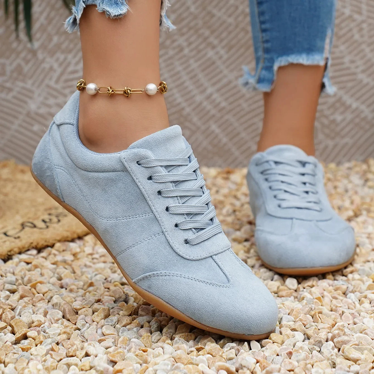 Women Natural Suede Leather Lace-up 2026 New Sneakers Round Toe Soft Comfort Casual Female Outdoor Drive/walk Shoes for Woman