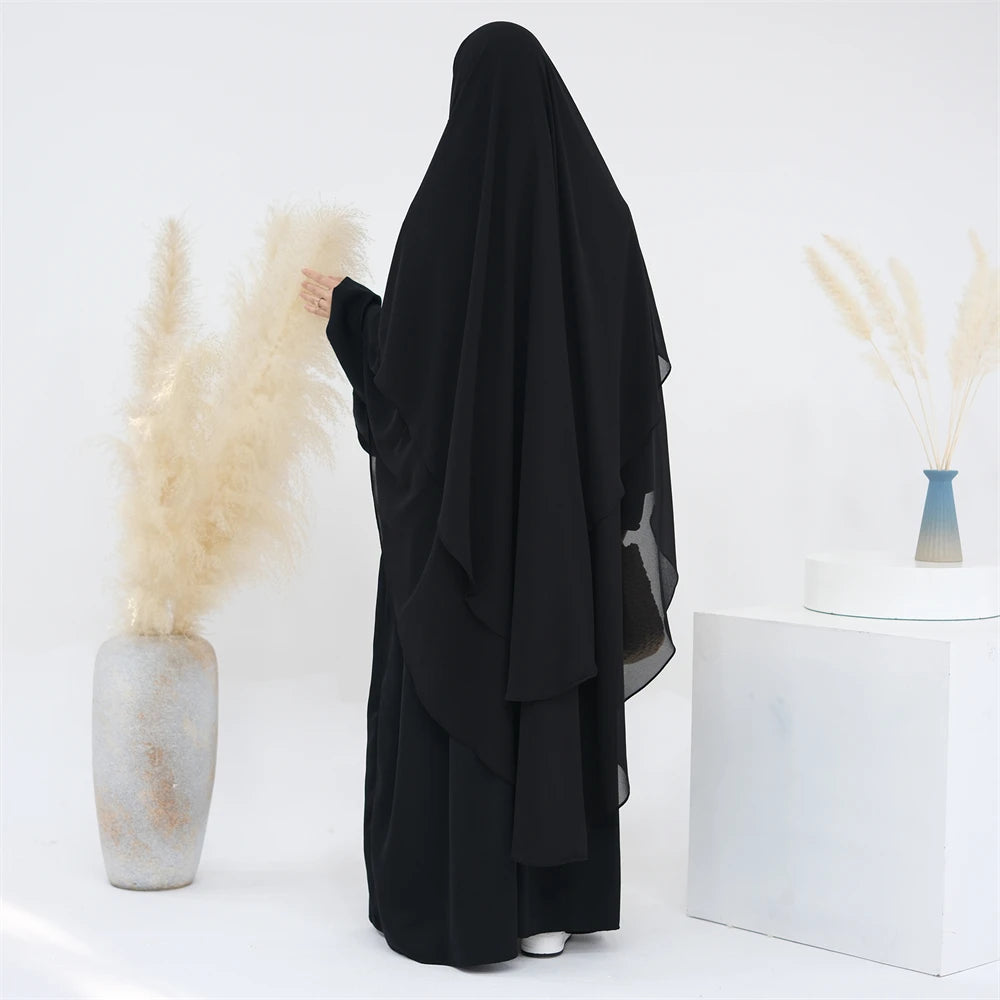 Women’s Elegant Chiffon Khimar & Abaya Set