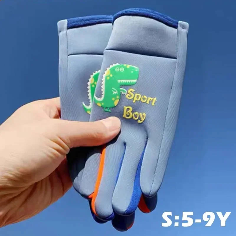 Children Warm Plush Gloves Winter Boys Girls Kids Outdoor Windproof Skiing Cycling Gloves Glow Students Toddler Cycling Mittens