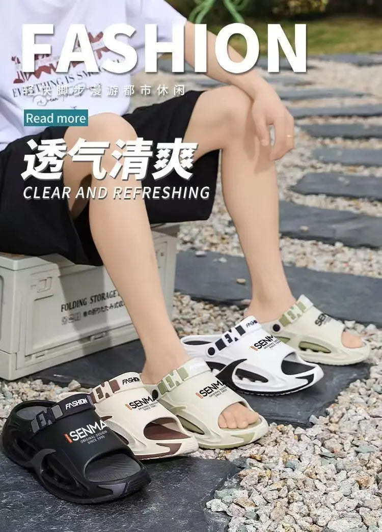 Men Sandals Slip On 2 in 1 Summer Outdoor Thick Sole Non Slip Waterproof Driving Shoes