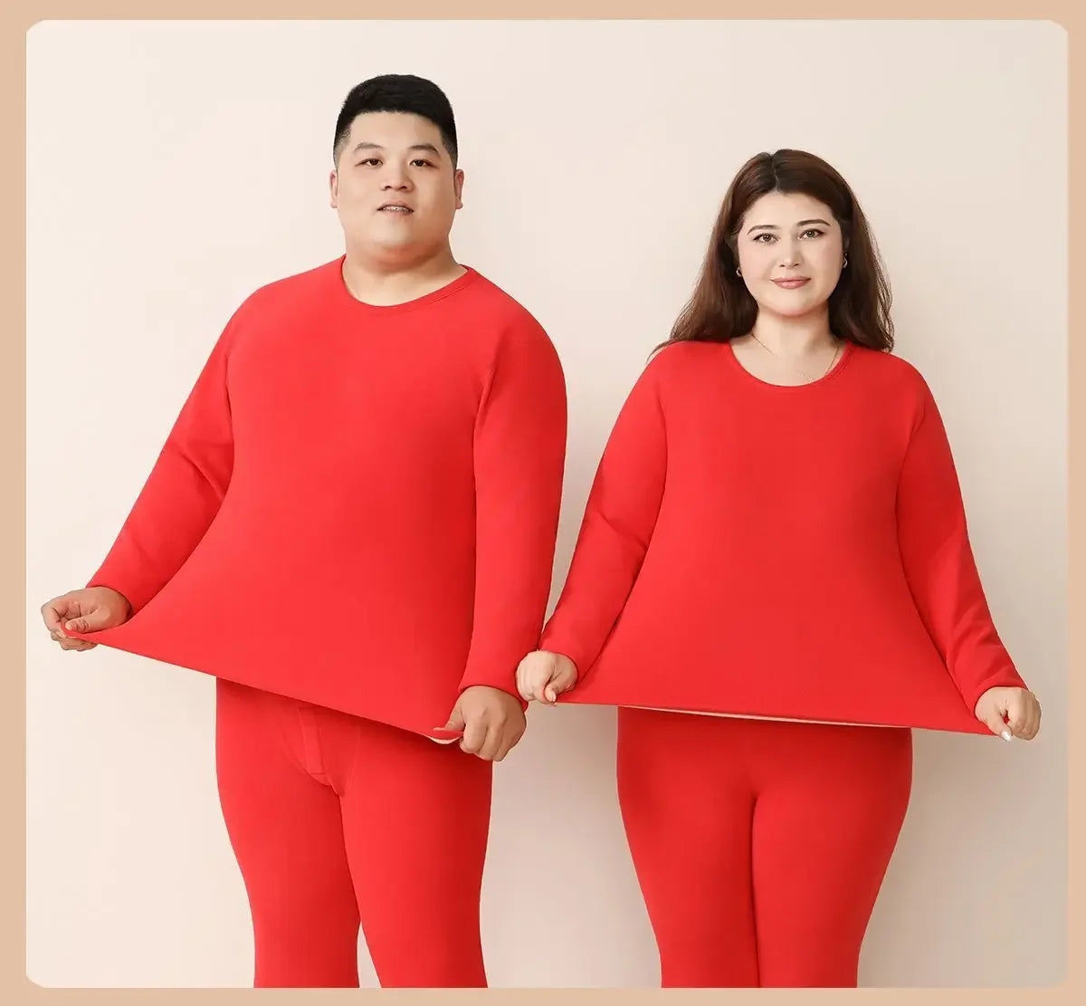 Men's Plus Size Fleece-Lined Thermal Underwear Set