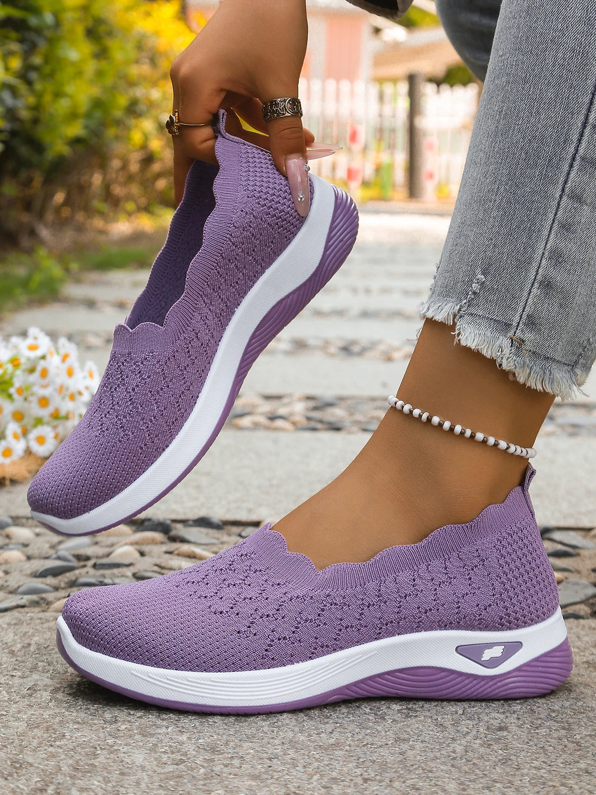 Women's 2026 Summer Breathable Knit Slip-On Sneakers Ultra Lightweight Soft Sole Comfortable Casual Loafers for Daily Work Walk