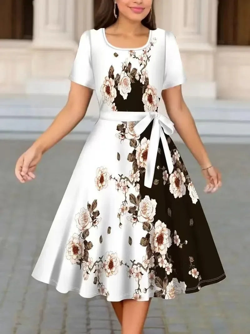 Women’s Floral Lace-Up Fit & Flare Dress