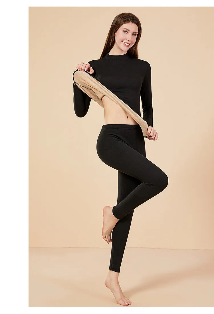 Men's Mock Neck Fleece Thermal Underwear Set