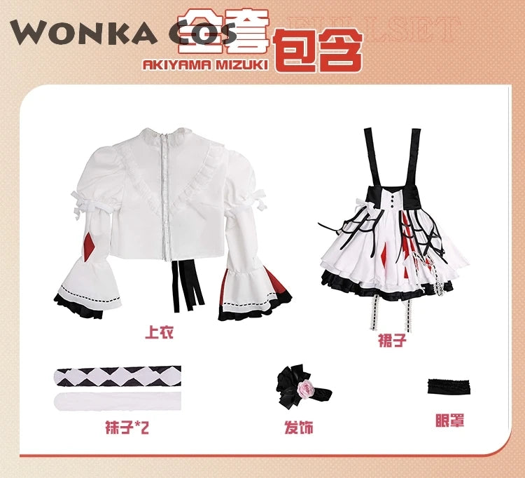 Project Sekai Akiyama Mizuki Cosplay Costume PJSK Lovely Lolita Party White Dress Wig Mizu5 Uniform Women Halloween Outfit