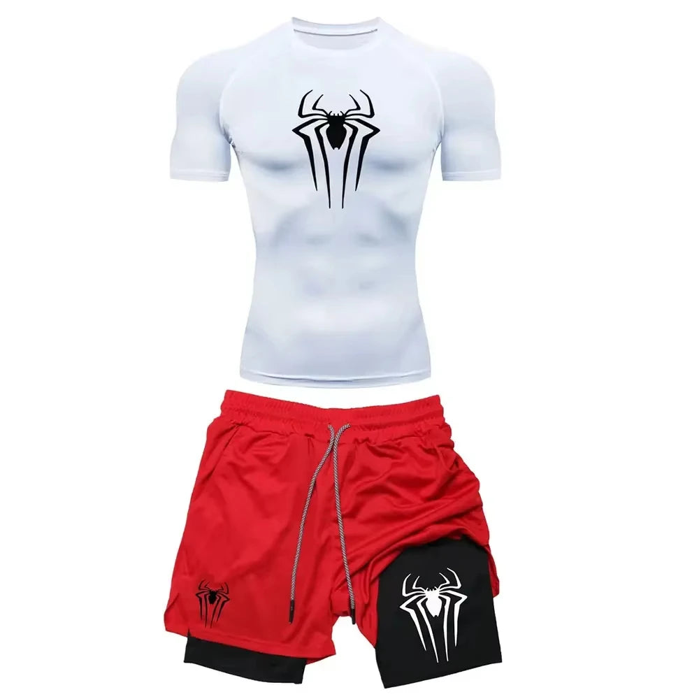 Men’s Spider Print Compression Workout Set