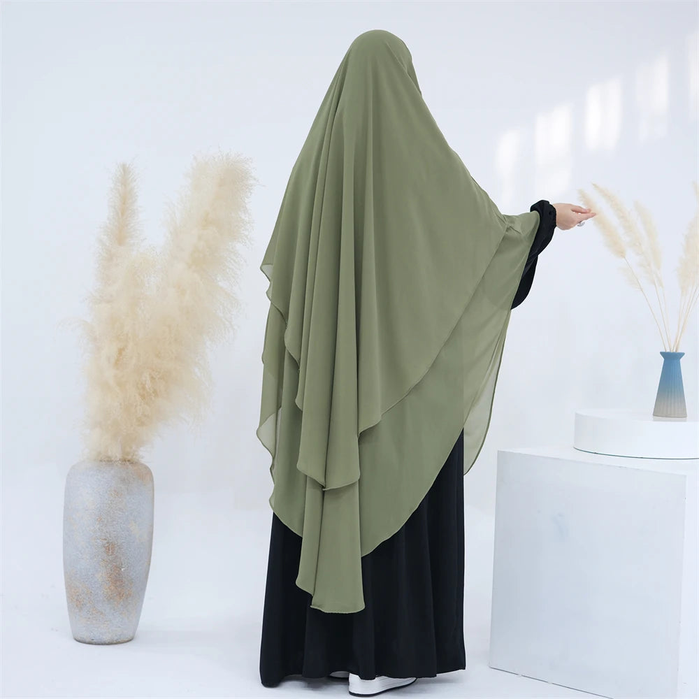 Women’s Elegant Chiffon Khimar & Abaya Set