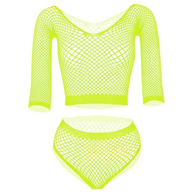 Sexy Pure Desire Underwear Women's Thin Transparent Temptation Mesh Clothes Hollow Mesh Top Shorts Romantic Three Point Set