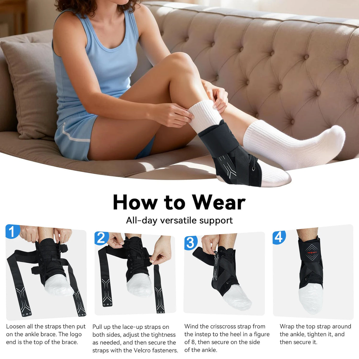 NEENCA Quick-Lace Ankle Support Brace