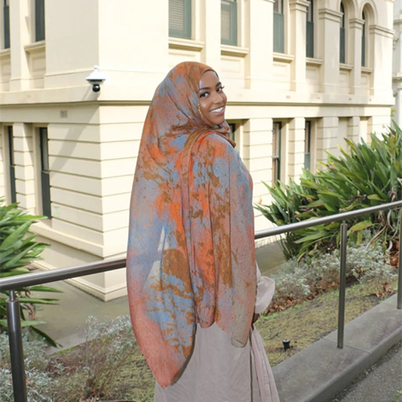 Women’s Leopard & Floral Print Bohemian Hijab Scarf