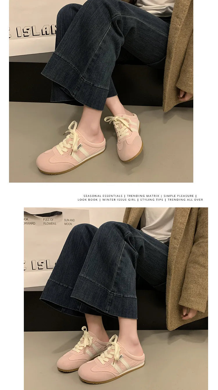 Women Fashion Slippers 2026 Summer Trend Casual Comfort Platform Flats Mules Slippers Lace-Up Non Slip Outdoor Female Slippers