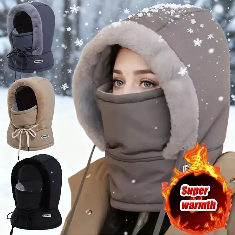Winter Motorcycle Warm Neck Gaiter Windproof Outdoor Sports Mask Face Balaclava Cotton 3-in-1 Beanies Cap Warm Face Protection