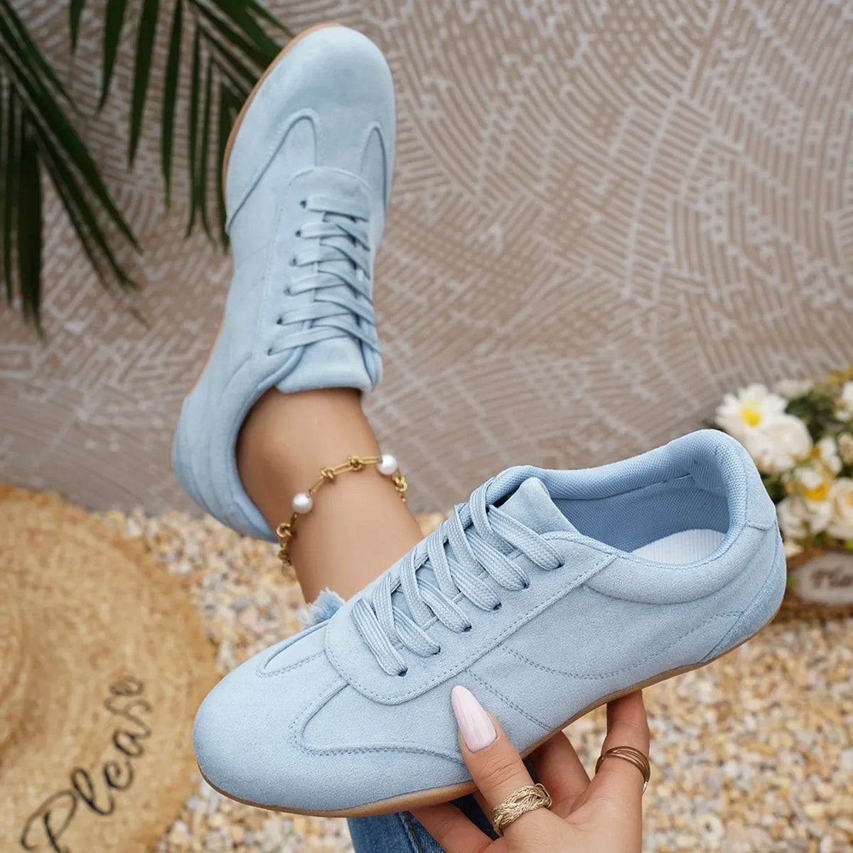 Women Natural Suede Leather Lace-up 2026 New Sneakers Round Toe Soft Comfort Casual Female Outdoor Drive/walk Shoes for Woman