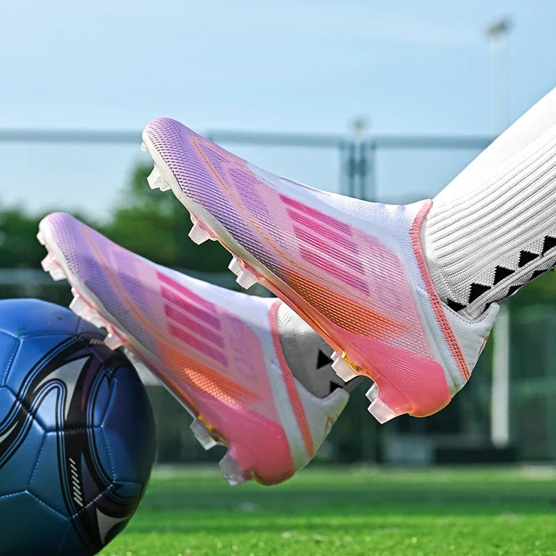 Men's Football Boots Without-lace Youth FG/TF Field Training Studded Fast Soccer Cleats Professional Non Slip Football Shoes