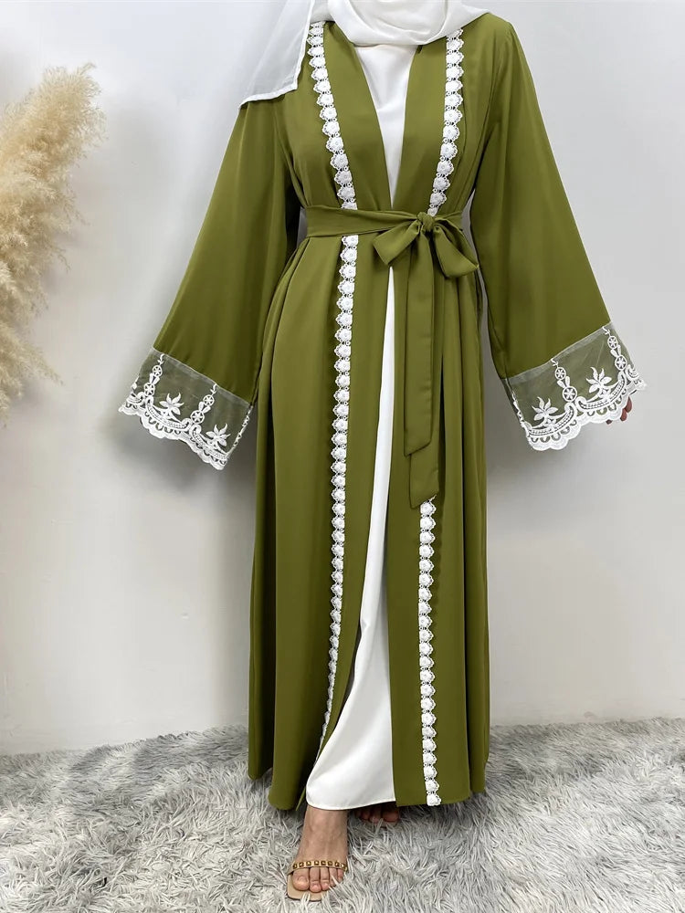 Women’s Lace Trim Nida Abaya with Pockets