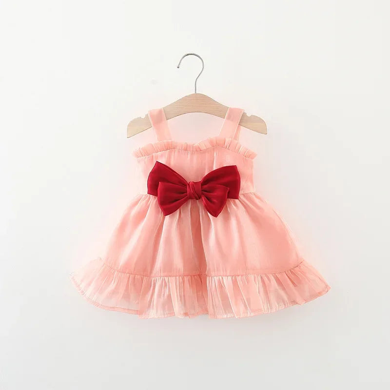 Girls Sweet Bow Summer Princess Dress
