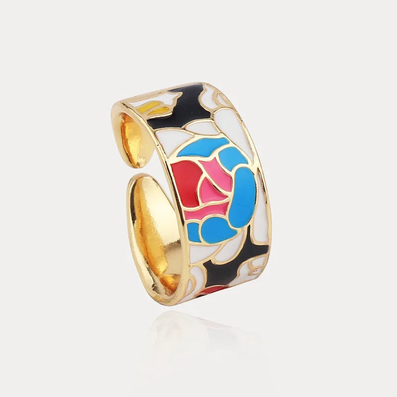 Women’s Gold-Plated Zircon Botanical Statement Ring