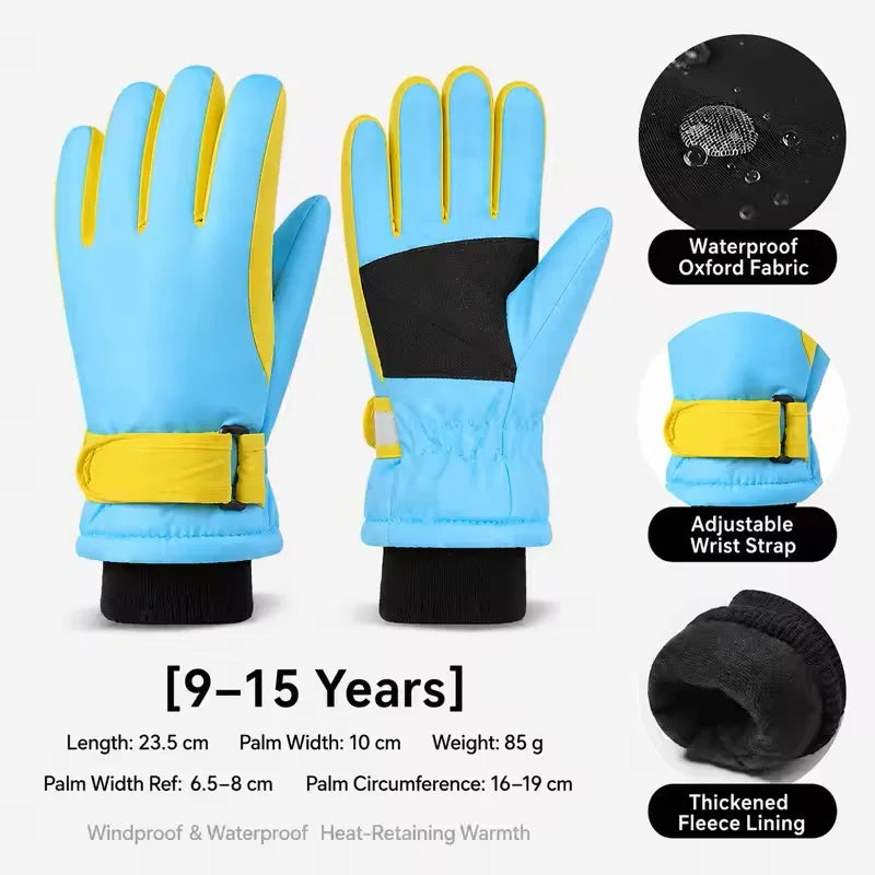 New Children Ski Gloves Keep Finger Warm Waterproof Thicken Mittens Winter Snowboard Snow Kids Gloves for Boys Girl Accessories