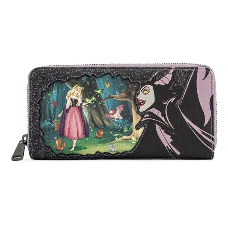 Loungefly Disney Princess Colored Glass Collection Mini Backpack & Wallet – Snow White & Princess Belle Fashion Accessories