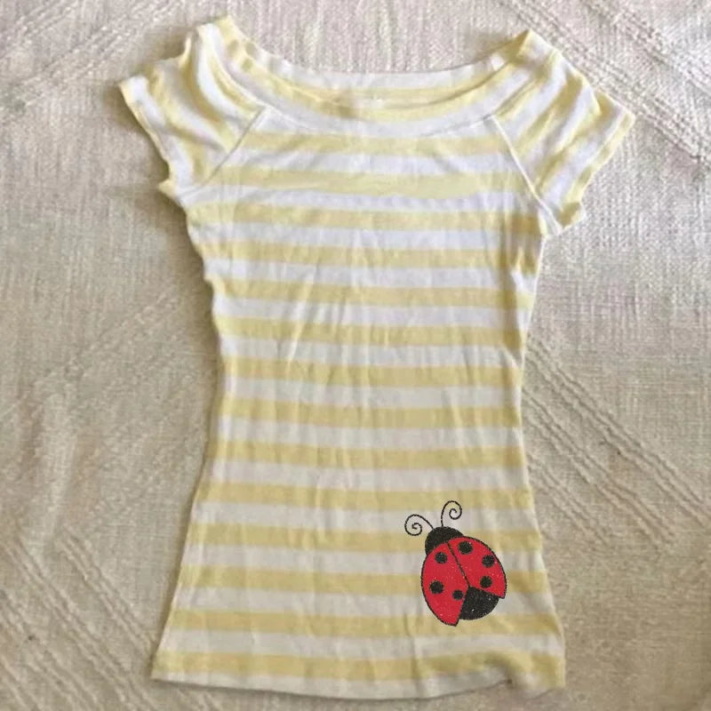Women’s Y2K Striped Square Neck Top