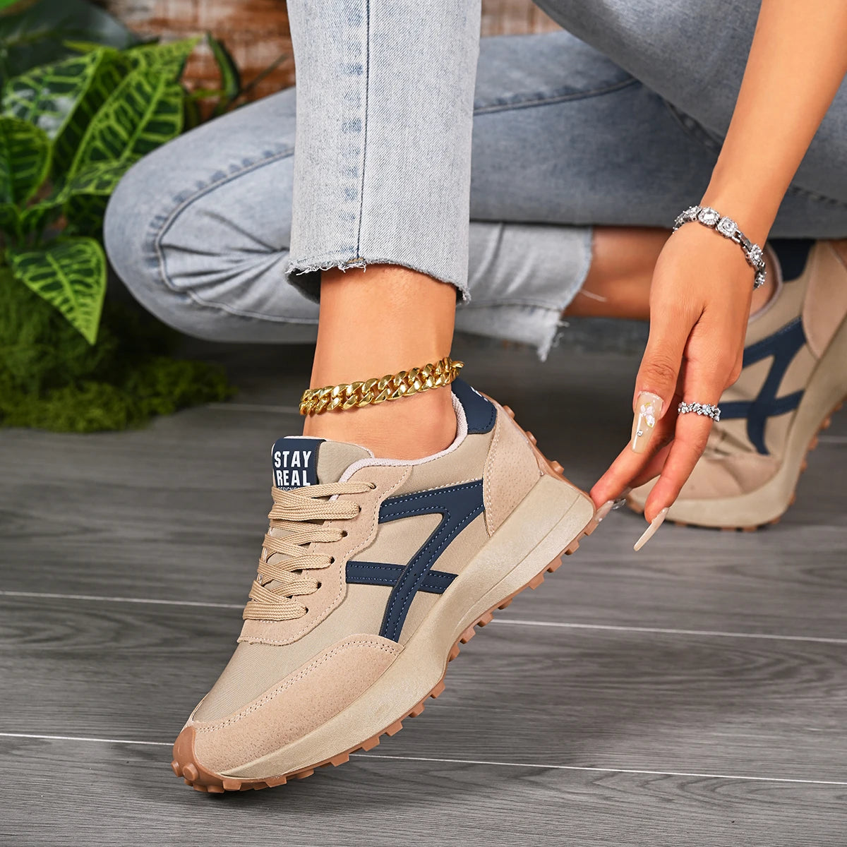 2026 New Women  Sneakers Spring Casual Lace Up Sport Sneakers Luxury Platform Anti-slip Running Shoes Women Zapatos De Mujer