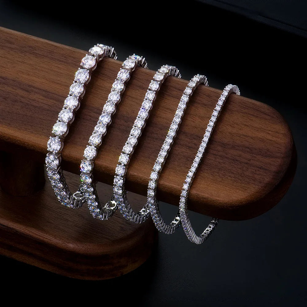 New Fashion S925 Sterling Silver 18K Gold-Plated 5A Black Zircon Tennis Bracelet for Men & Women