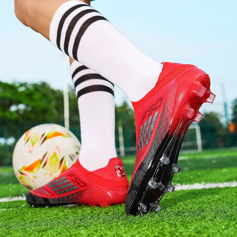 Men's Football Boots Without-lace Youth FG/TF Field Training Studded Fast Soccer Cleats Professional Non Slip Football Shoes