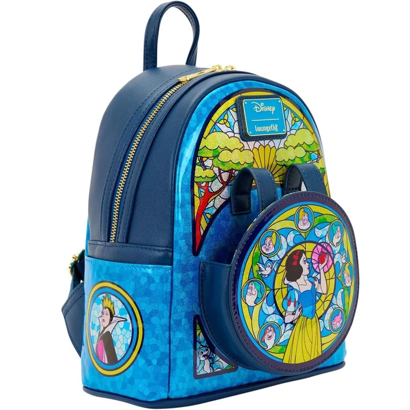 Loungefly Disney Princess Colored Glass Collection Mini Backpack & Wallet – Snow White & Princess Belle Fashion Accessories