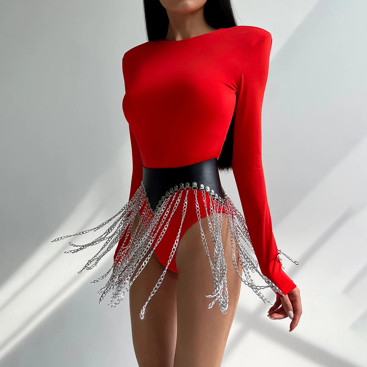 Women’s Gothic Tassel Chain Waist Belt – Adjustable Punk Street Style Layering Accessory for Casual Outfits