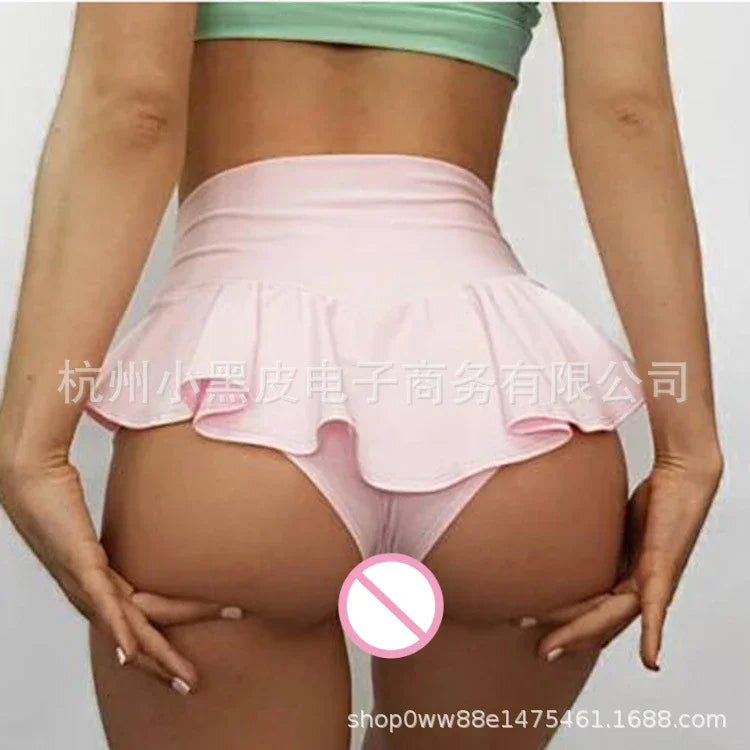 Woman Sexy Open Crotch Mini Invisable Zipper Crotchless Shorts Leggings Skirt Underwear Lingerie Outdoor Sex Tight Dress Pants