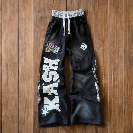 Y2K Flame Baggy Wide-Leg Pants