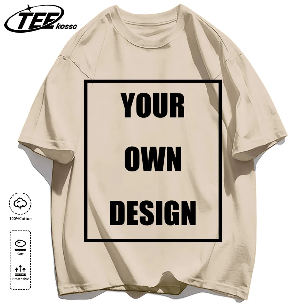 Customized LOGO Picture Men's Cotton T-Shirt Summer Colour Loose Short Sleeves Comfortable Fashion T Shirts Unisex O-Neck DIY Te