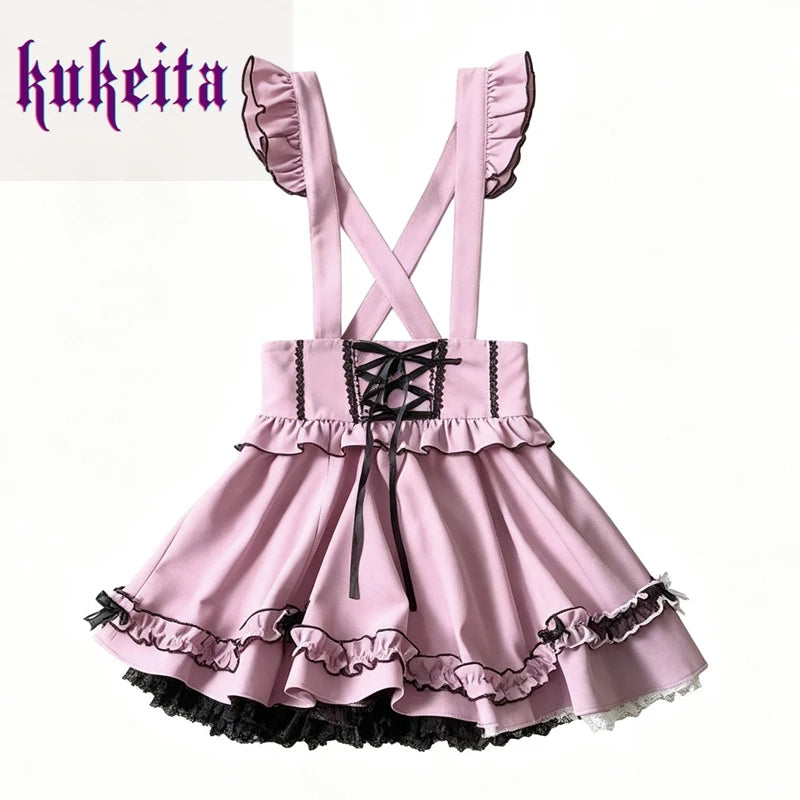 Women’s Gothic Lolita Lace-Up Mini Skirt