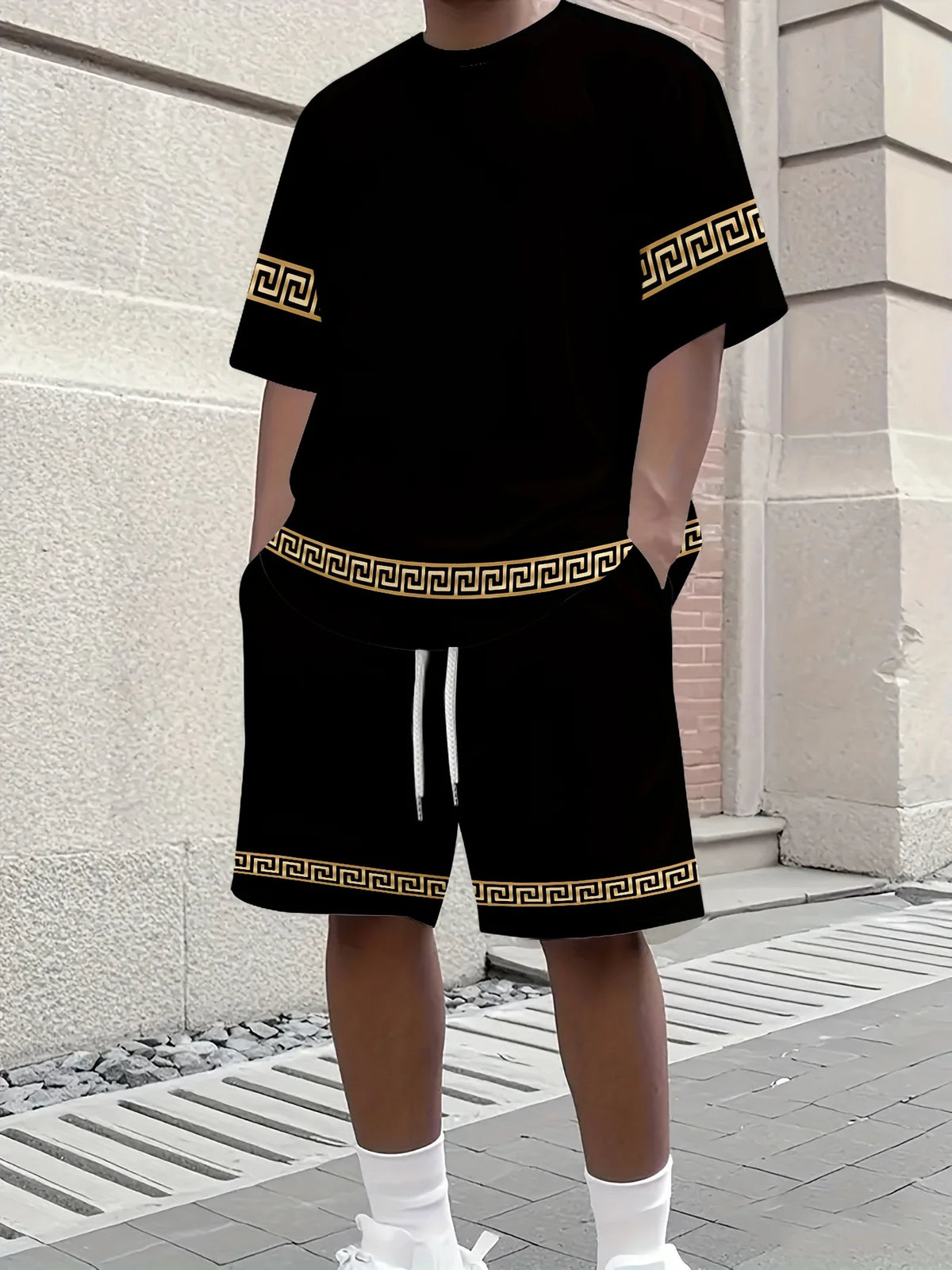 Summer Daily Comfortable Man's Clothing 2 Pieces Set for Man Matching Sets Stripe T-shirt and Shorts 2 Piece Set Men's Tracksuit