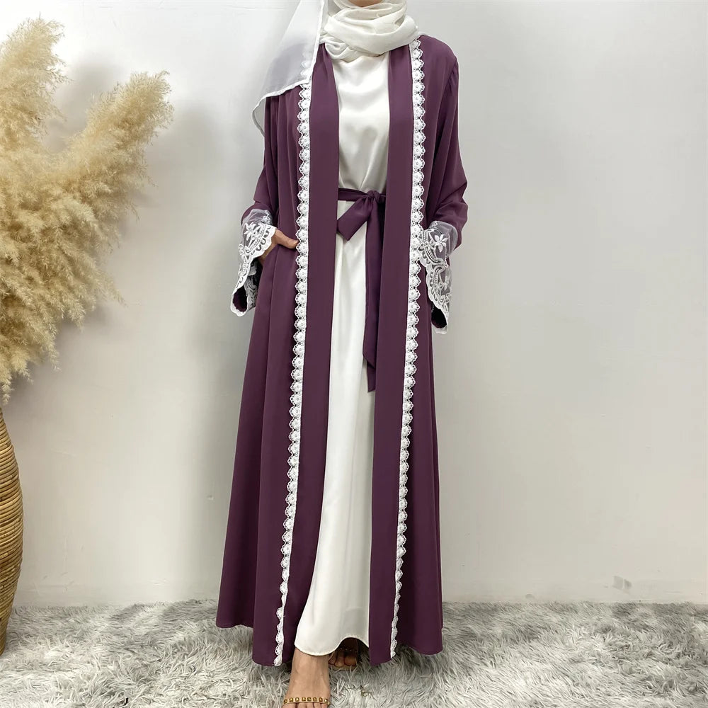 Women’s Lace Trim Nida Abaya with Pockets