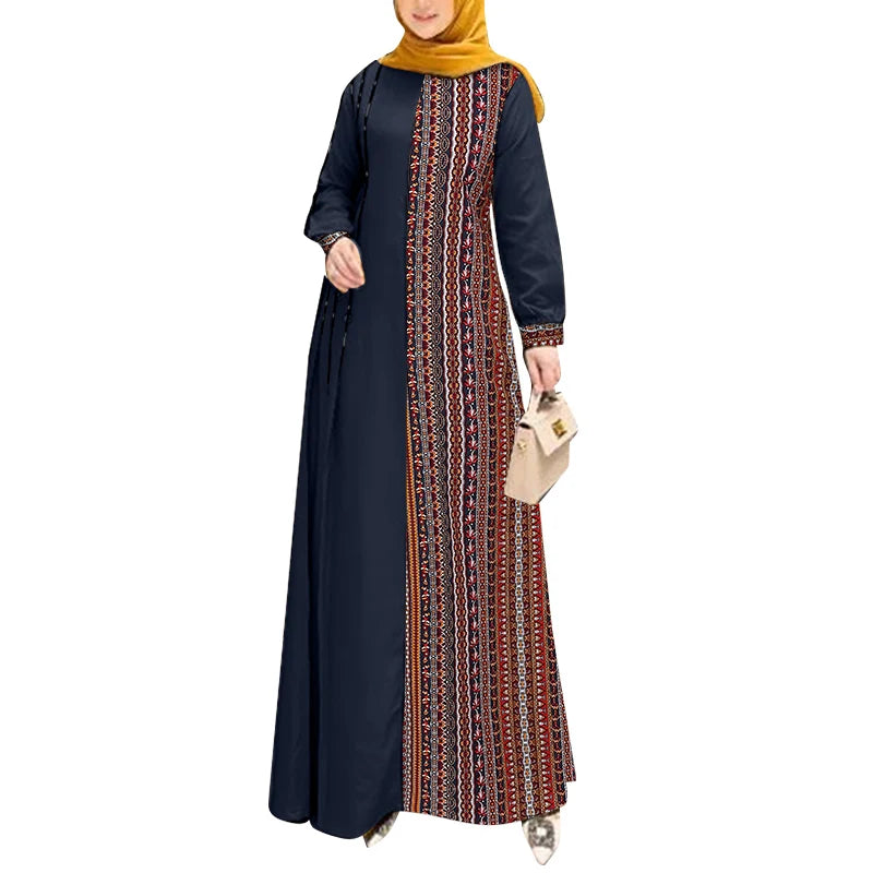 Women’s ZANZEA Ethnic Printed Patchwork Maxi Dress