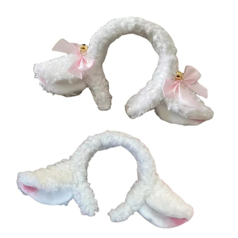 Soft  Lamb Headband Animal Shape Plush Ears Hair Hoop for Washing Face Fluffy Animal Hairbands Cartoon Costume T8NB