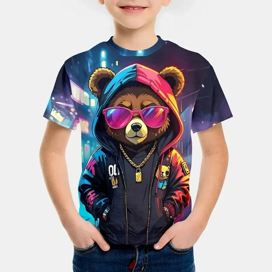 Kids’ 3D Cartoon Bear T-Shirt