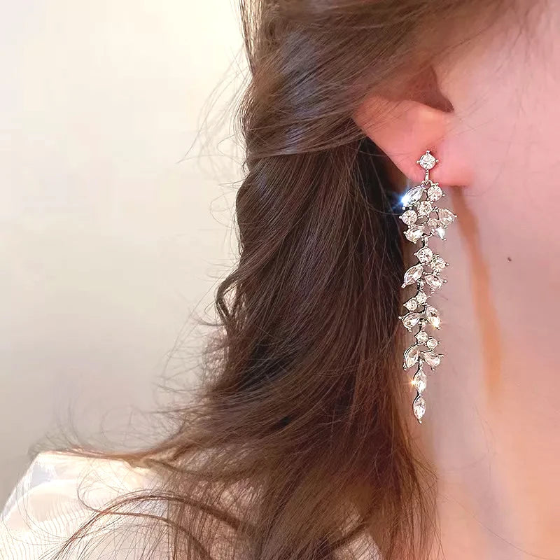 Crystal Zircon Geometric Drop Earrings