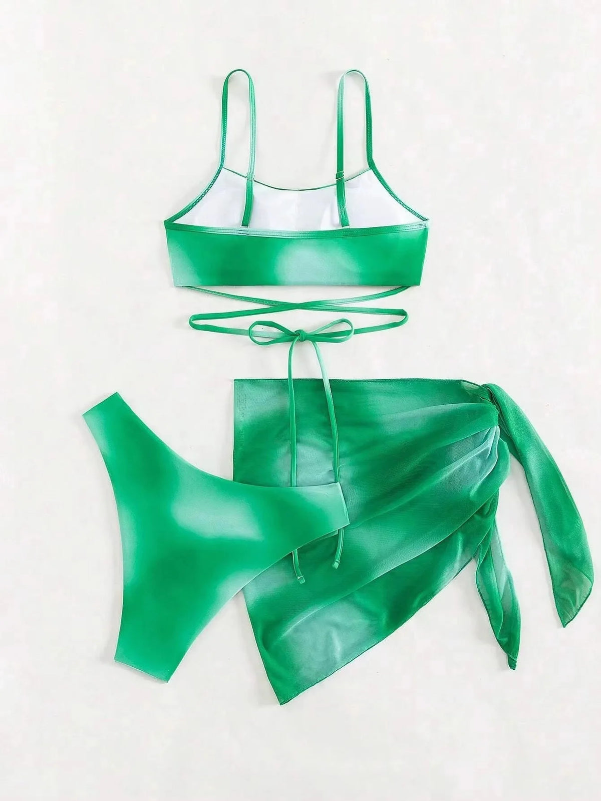Tie Dye Bikini Swimsuit Women's Three Piece Set Mesh Skirt Split Body Suspender Fashionable Swimsuit Padded Bikini Set Swimwear