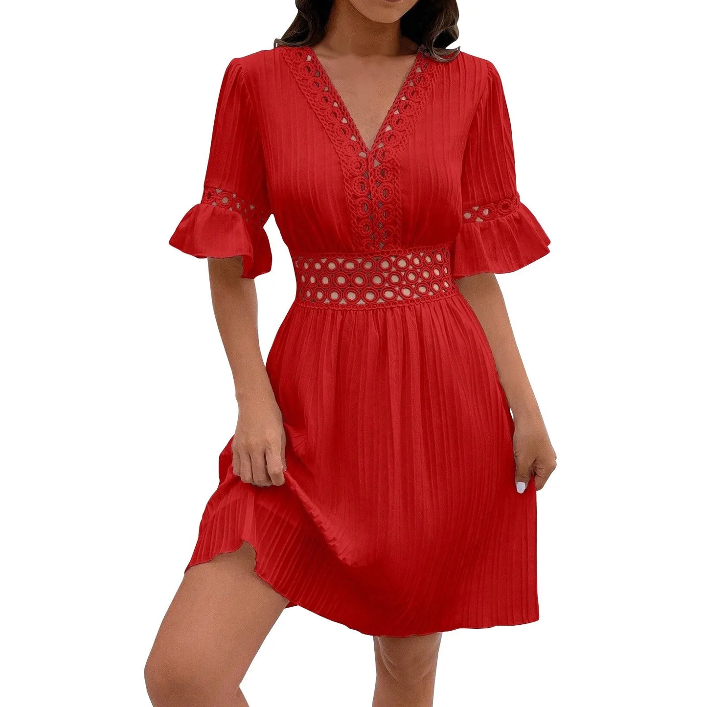 Women’s V-Neck A-Line Mini Dress.