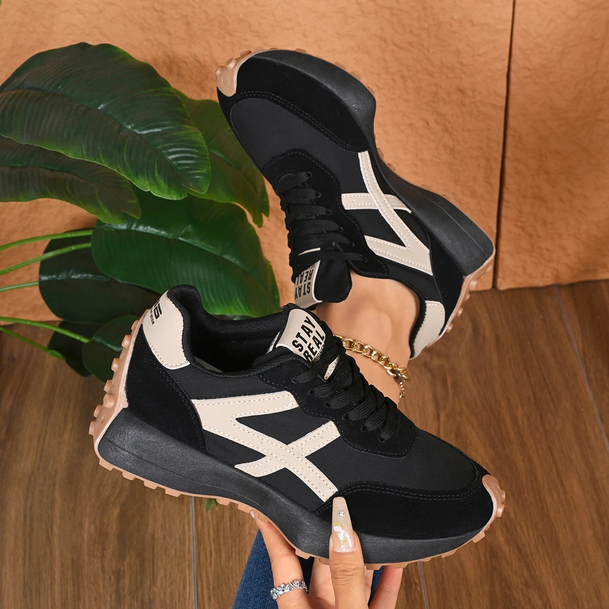 2026 New Women  Sneakers Spring Casual Lace Up Sport Sneakers Luxury Platform Anti-slip Running Shoes Women Zapatos De Mujer