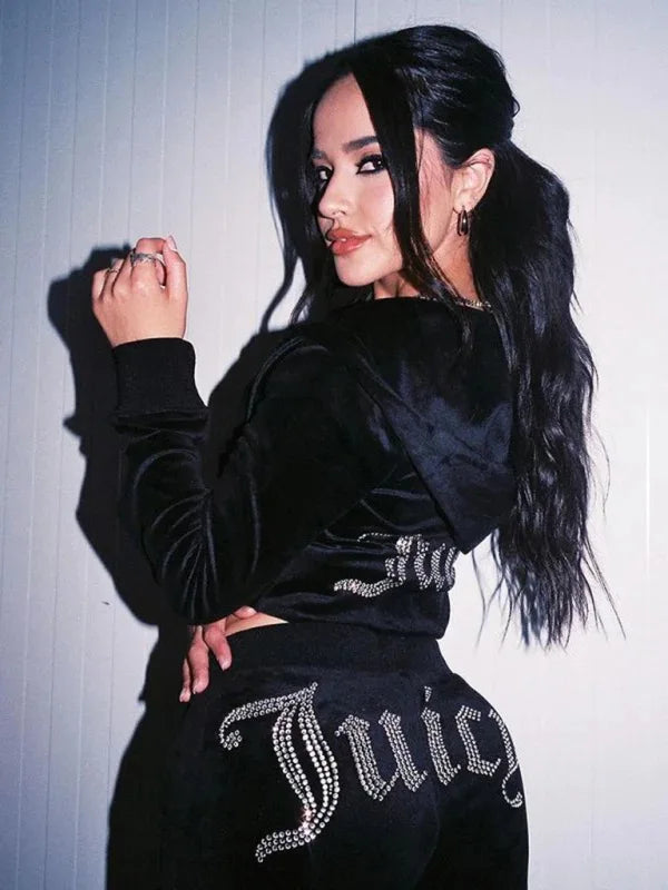 Women's Velvet Zip-Up Hoodie & Pants Set