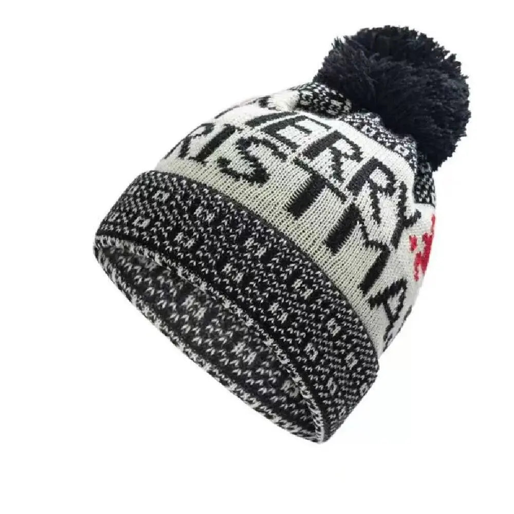 New Winter Warm Snowflake Pompom Knitted Wool Hats Fashion for Women Men Lover Couple Chirstmas Beanies Valentine's Day Gift Cap