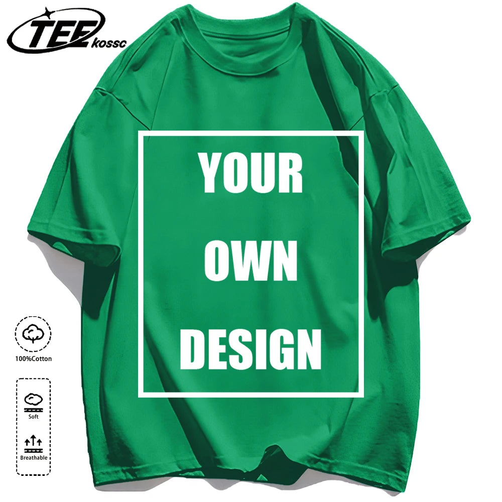 Customized LOGO Picture Men's Cotton T-Shirt Summer Colour Loose Short Sleeves Comfortable Fashion T Shirts Unisex O-Neck DIY Te