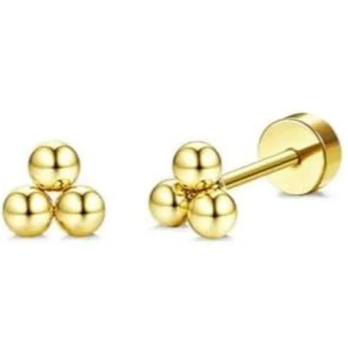 14K Gold-Plated Stainless Steel Classic Stud Earrings