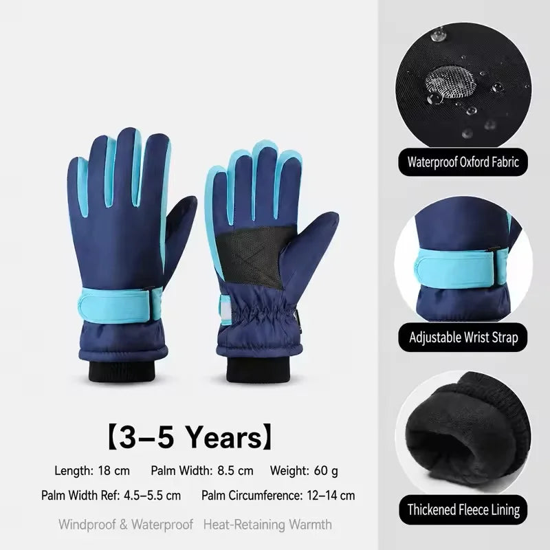 New Children Ski Gloves Keep Finger Warm Waterproof Thicken Mittens Winter Snowboard Snow Kids Gloves for Boys Girl Accessories