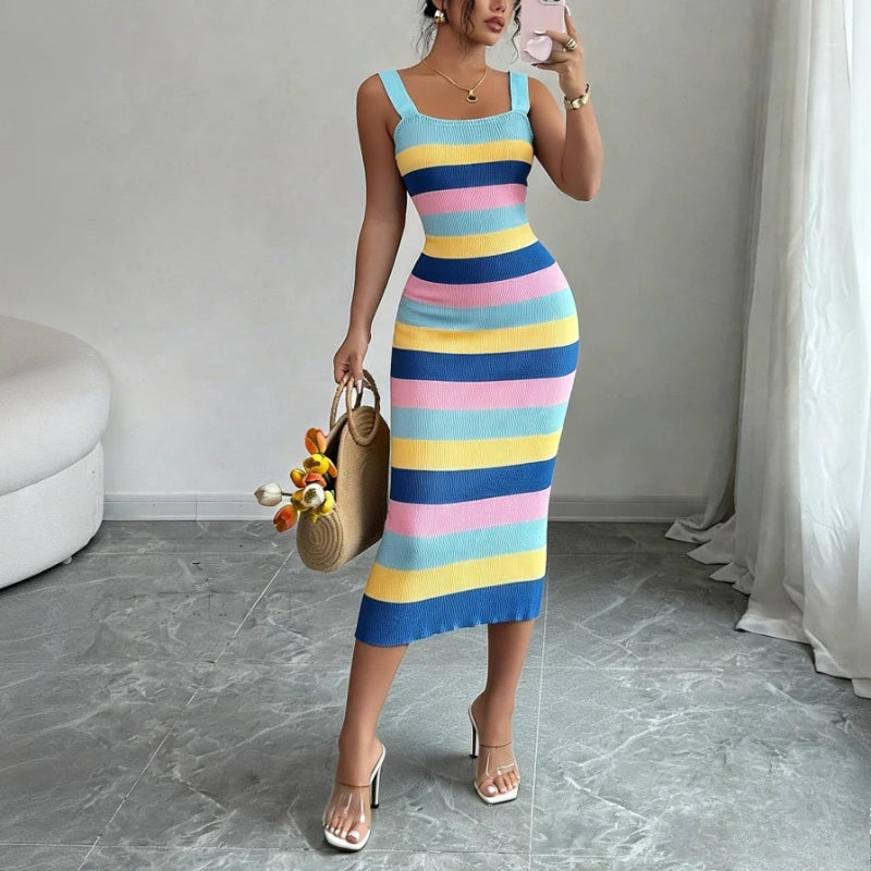 Rainbow Stripe Maxi Dress