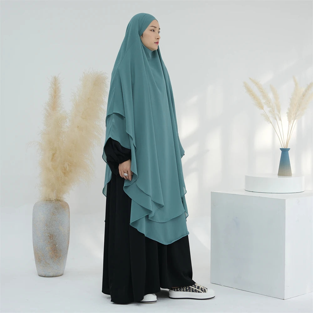 Women’s Elegant Chiffon Khimar & Abaya Set