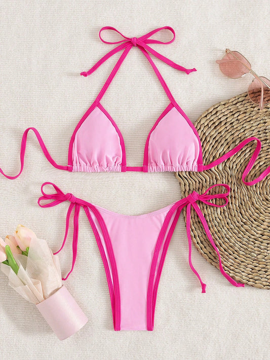 Women’s Contrast Color Micro Bikini Set